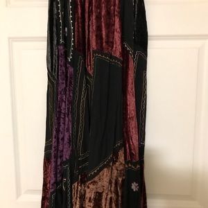 Velvet, ankle length patchwork skirt